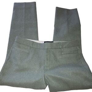 Banana Republic Sloan Green And White Herringbone Cropped Pants 4P